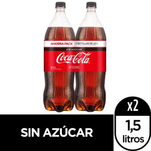 Gaseosa Coca Cola sin Azúcar Twopack Pet 1.5 L