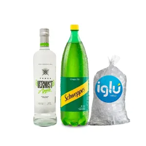 Pack (1 Vodka Vernost Apple 750ml + 1 Schweppes 1.5lt + 1 Hielo)